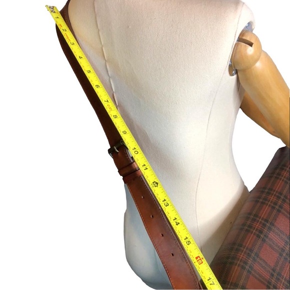 MRALPH LAUREN Tartan Plaid Brown Green Crossbody Messenger Laptop Carry-On Bag - Picture 13 of 17